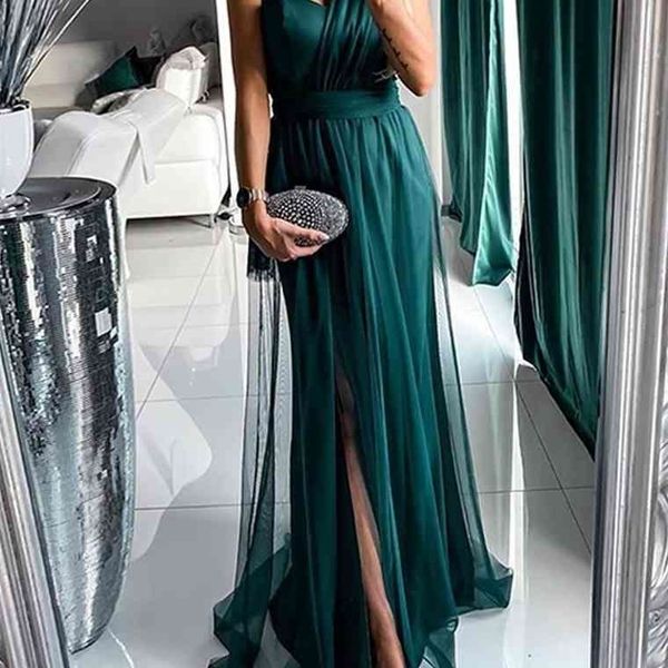 

women elegant shoulder evening solid sleeveless mesh party dress, Black;gray