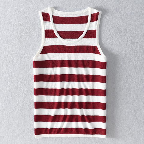 

t shirt 2021 summer men's casual linen vest stripe thin sleeveless cotton hemp pullover korean cool fashion, White;black