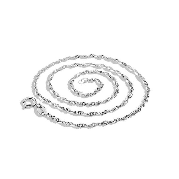 

chains 925 sterling silver woman accessories plain chain fashion water wave clavicle necklace engagement jewelry