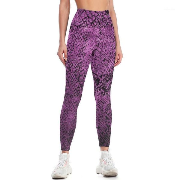 

yoga outfit snakeskin leggings funny print pants women workout hight waist