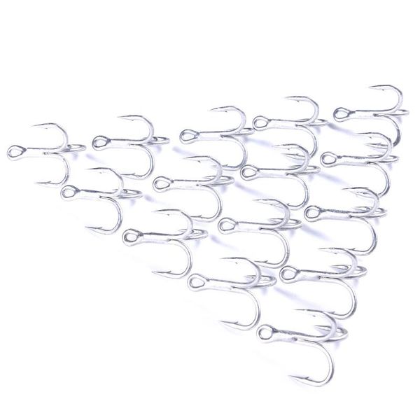 

10pcs/lot thick treble hook strong pull 4# 6# 8# high carbon steel round folded triple fishing hooks