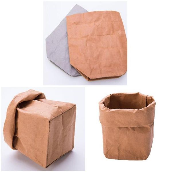 

cosmetic bags & cases mini succulents pot washable kraft paper flowerpot reuseable multifunction home storage bag jl