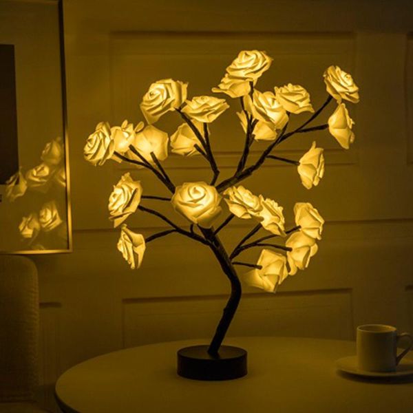 

table lamp rose flower tree usb night lights christmas gift for kids room lighting home decoration led strings
