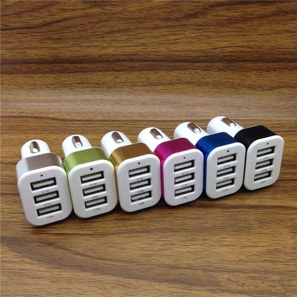

charger 3 usb car phone adapter socket 2a 2.1a 1a styling universal for iphone ipad chargers