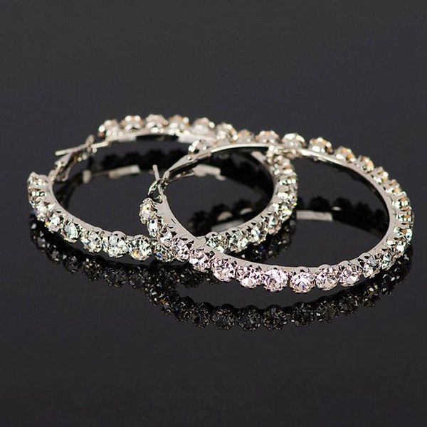 

hoop & huggie 2021 fashion oversize circle earrings for women girl geometric crystal round earring brincos party jewelry gift, Golden;silver