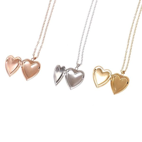 

pendant necklaces 1pc heart shaped friend po picture frame locket for necklace jewelry couple valentine's day gift romantic, Silver