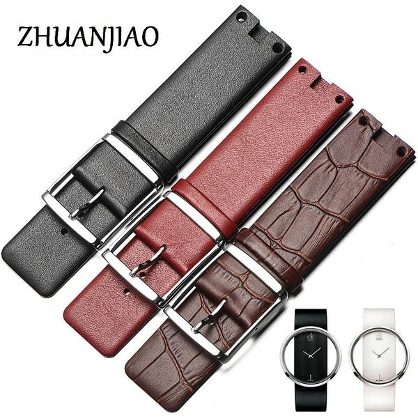 

watch bands zhuanjiao black red leather watchband 22mm for k9423101 k9423107 k9423162 pin buckle bracelet strap, Black;brown