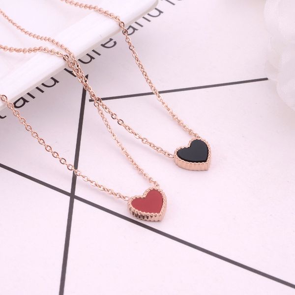 

design jewelry double sided love necklace popular titanium steel accessories korean version simple fashion send girlfriend necklace short cl, Silver