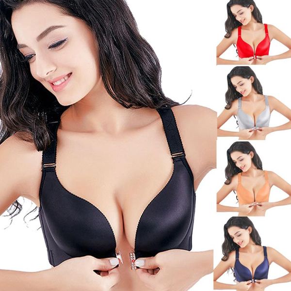 

bras girls fashion brassiere wireless front closure women multicolor lingerie push up bra adjusted backless bralette, Red;black