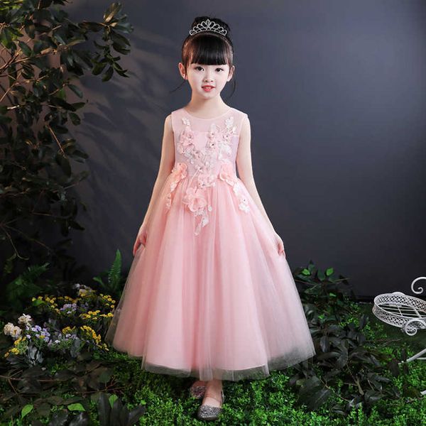 

luxury party evening dress princs performance big children's dinner flower yarn summer little girl, Black;gray