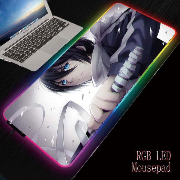

mouse pads & wrist rests mrg anime noragami yato yukine large gaming pad rgb usb led glowing gamer keyboard mousepad mice mat with 7 lightin
