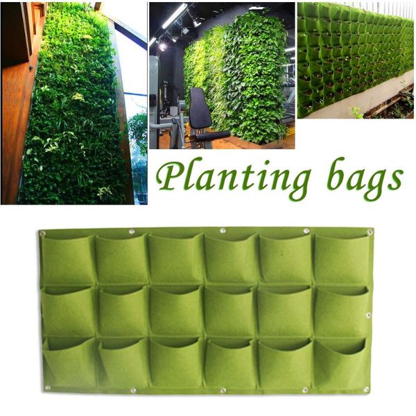 

planters & pots 18/9 pockets grow bag green environment felt wall hanging planting family balcony garden indoor planter home
