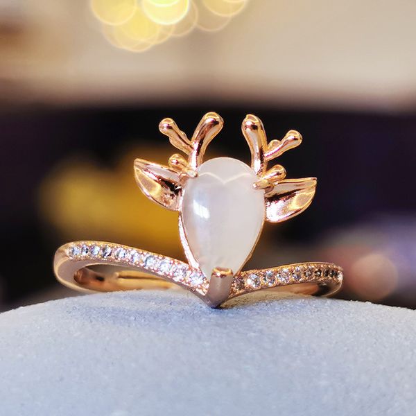 

new arrivals in 2021 sterling silver gold-plated deer-shaped ring, lovely and luxurious, beautiful and moving choice, Golden;silver