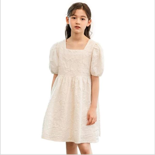 

girls summer clothes 2021 kids princess dress white puff sleeve little clothing 4 6 8 10 12 teenage girl girl's dresses, Red;yellow