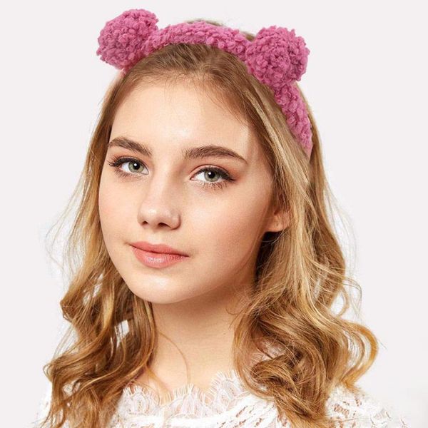 

hair accessories oaoleer korean style wool plush sweet bear ear hairband girls lovely hoop headbands women, Slivery;white