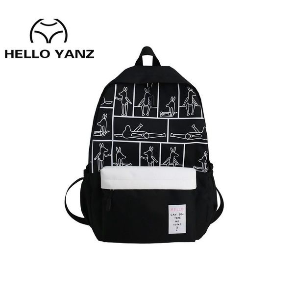 

fashionable oxford cloth student backpack hong kong style leisure outdoor graffiti creative large capacity