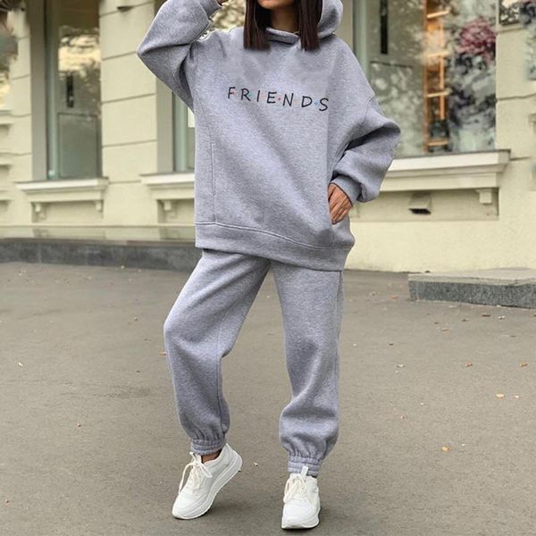 

women's two piece pants women oversized sets female casual sport ladies set letter print fleece tracksuit hooded long sleeve hoodie sui, White
