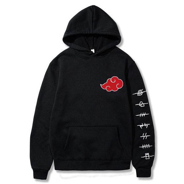 

men's hoodies & sweatshirts japan anime akatsuki cloud symbols print men sweatshirt streetwear hoodie women oversized pullover hoody, Black