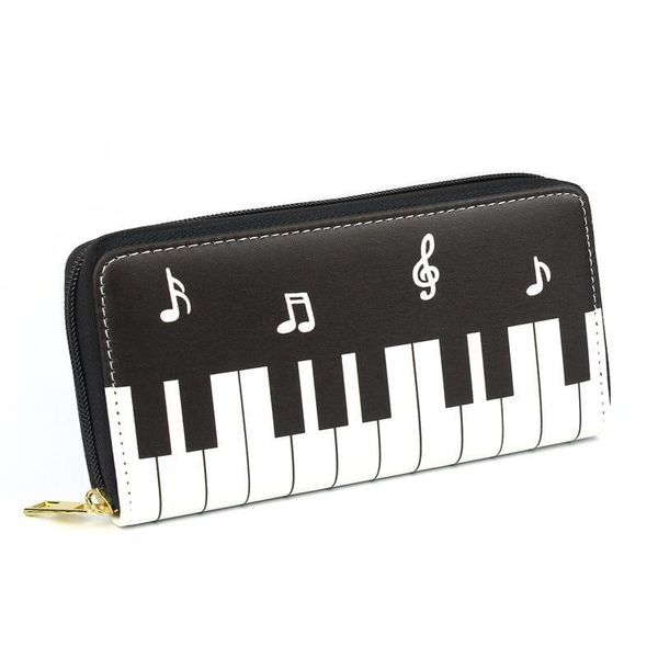 

women wallets piano music notes lady clutch zipper purses money bag cards holder woman wallet handbag female coin purse billfold, Red;black