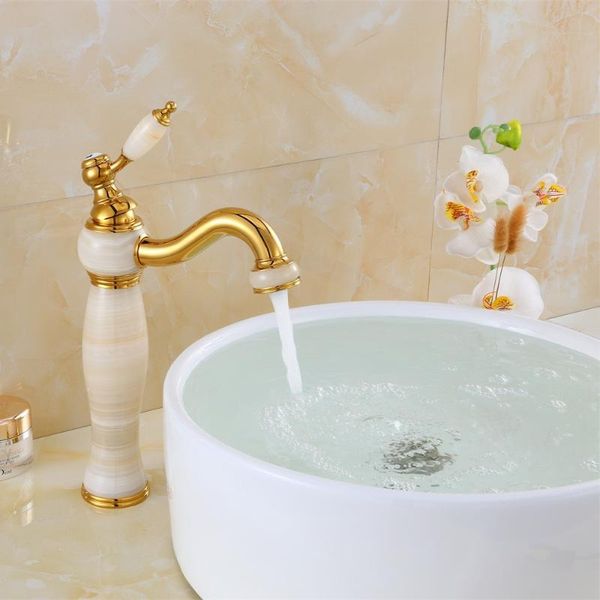 

bathroom sink faucets luxury natural marble decoration vanity faucet brass gold-plated white jade