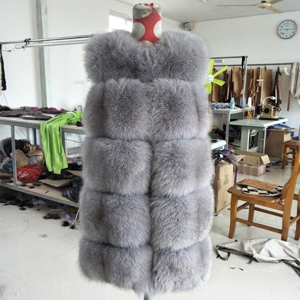 

women's fur & faux 2021 women natural real coat luxury long paragraph vest winter, Black