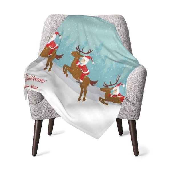 

baby swaddle wrap blanket christmas santa claus on the sledge soft plush receiving baby blanket personalized baby boy girl