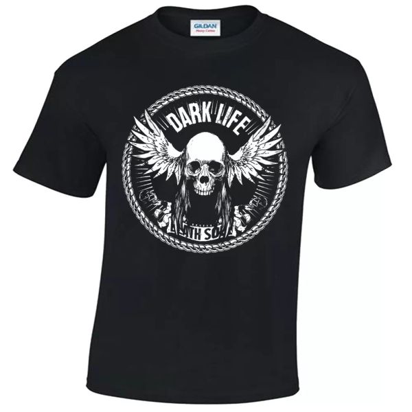 

dark life t-shirt s-5xl biker mens motorcycle rider bike clothing, White;black