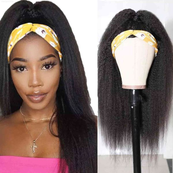 

peruvian kinky straight hu hair s for black women machine made wig with headband