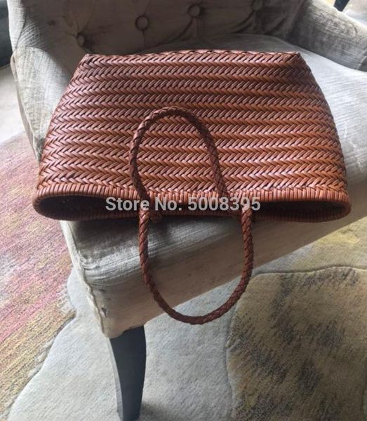 

drawstring [elfstyle] - genuine leather handmade weave bag with straps