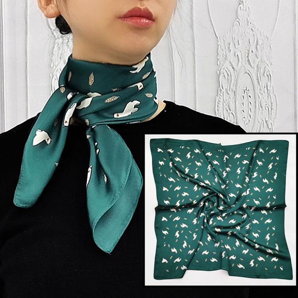 

scarves fashion silk satin women hair scarf animal print handkerchief shawls and wraps hijab scarfs female 70*70cm neck for lady, Blue;gray