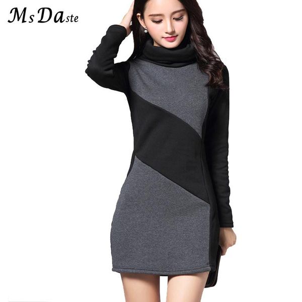 

casual dresses thicken winter women dress 2021 velvet bodycon lady tunics striped female vestidos black plus size l~3xl woman top, Black;gray