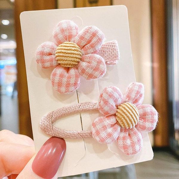 

oaoleer 2pcs/set children's cloth bow flower hairpins hair clip children accessories cute baby girls headwear, Slivery;white