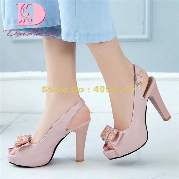 

sandals large size 43 women square heel peep toe platform pumps summer casual shoes, Black
