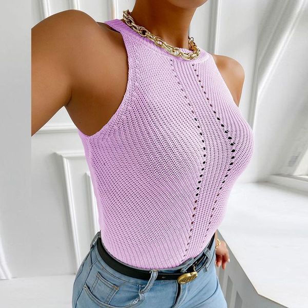 

fashion women casual tank shirt hollow out sleeveless slim clothing street lady vest solid short women's tanks & camis, White