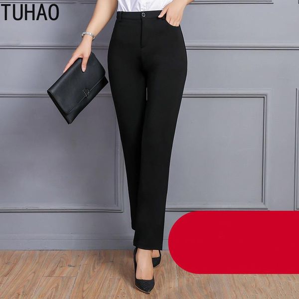 

women's pants & capris tuhao female trousers plus size 8xl 9xl striaght for woman with high waist ol office workwear formal black suit, Black;white