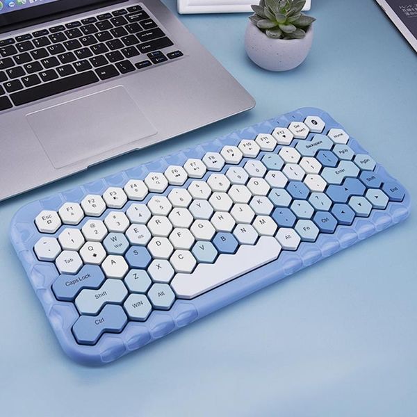 

2.4g wireless bluetooth keyboard sweet color prismatic 83-keys silent keyboards