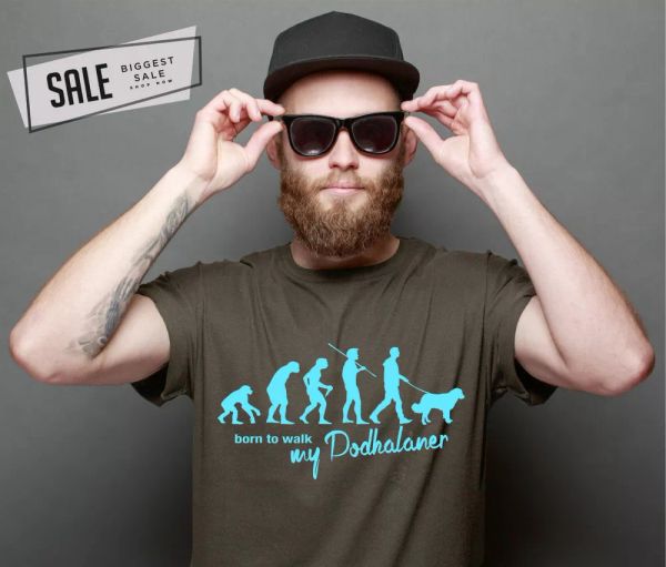 

SALE Kluszkowce Evolution Monkey Walking Dog Motif Dog Shirt Unisex T-Shirt M, Mainly pictures