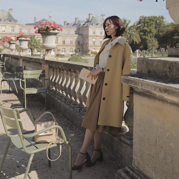 

women's jackets chen xiaoying jupiter double-sided wool coat all women in the spring 2021 australian long fur, Black;brown