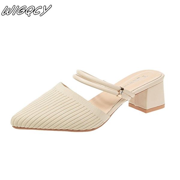 

dress shoes 2021 women's highheeled sandals canvas non-slip thick with roman fashion outdoor party pointed set of feet, Black