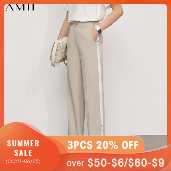 

women's pants & capris amii minimalism summer offical lady patchwork letter printed straight trousers 12130249, Black;white