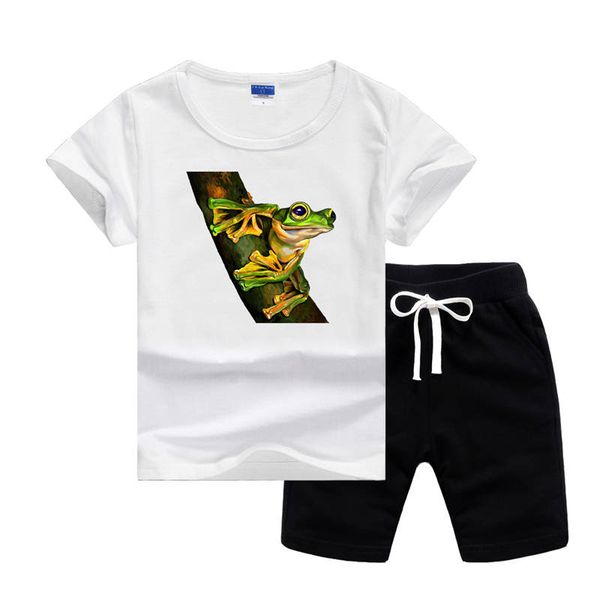 

luxury designer baby summers clothes set printing cartoon pictures kids boy girl short sleeve tee and pants 2pcs sport fashion tracksuits, White