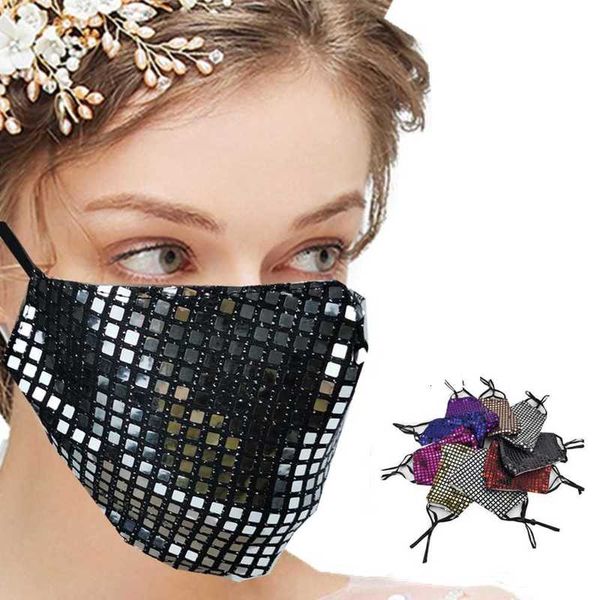 

fashion checkered sequin thin breathable cotton party mask summer