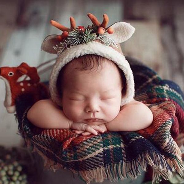 

caps & hats pography antlers bonnet infant baby deer cute headdress studio born po shoot accessories 2 colors 1028, Yellow