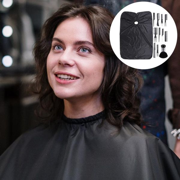 

hair clips 1 set haircut comb oil head salon cape treatment shawl (black)