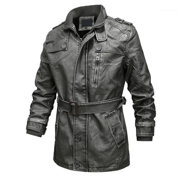 

men's fur & faux nice leather jacket men outdoor fleece warm winter casual zipper retro biker plus size pu coat, Black
