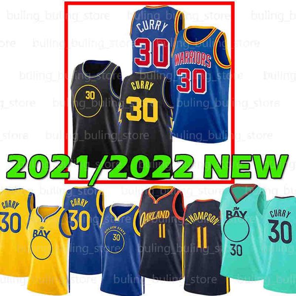 

2021 stephen 30 curry jersey klay 11 thompson james 33 wiseman basketball golden men warriores youth 75th city davidson wildcat state colleg, Black;red