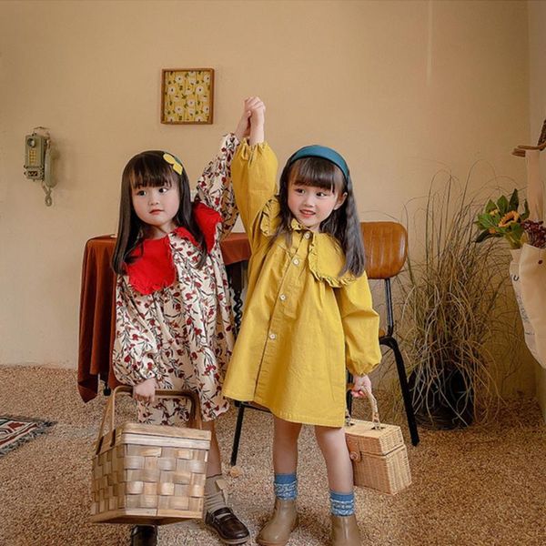 

girl's dresses girl dress kids babyÂ gown 2021 flower winter autumn plus thicken outwear school toddler long sleeve uniform children clo, Red;yellow