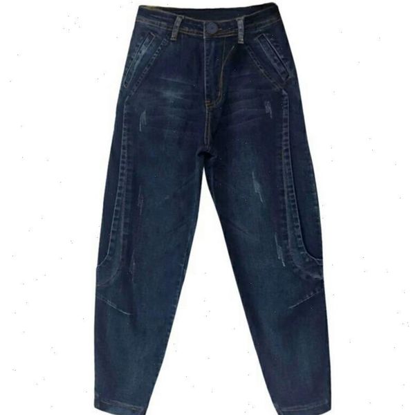 

womens jean boyfriend jeans high waist harem pants women trousers casual plus size loose denim drop, Blue