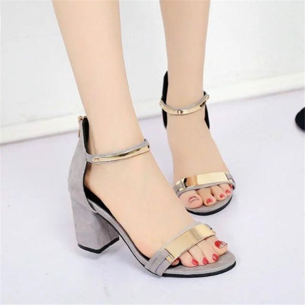 

fashion black summer sandals open toe women sandles thick heel shoes gladiator sandales femme dress