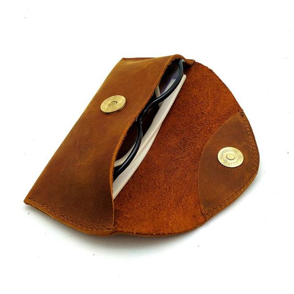 

other fashion accessories genuine leather glasses bag vintage style eyeglass storage handmade real case for sunglasses, Silver